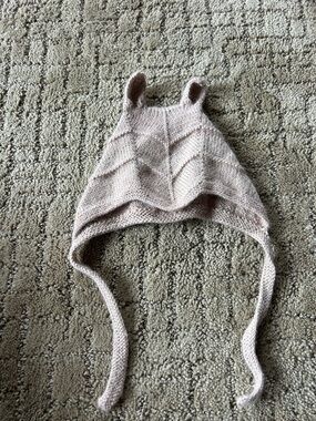 Kids Knit Earflap Hat with Cute Ears - Light Beige